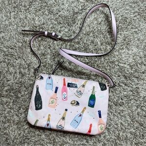 Kate Spade New York Dawn Triple Gusset Crossbody Bag in Pink Nylon Champagne